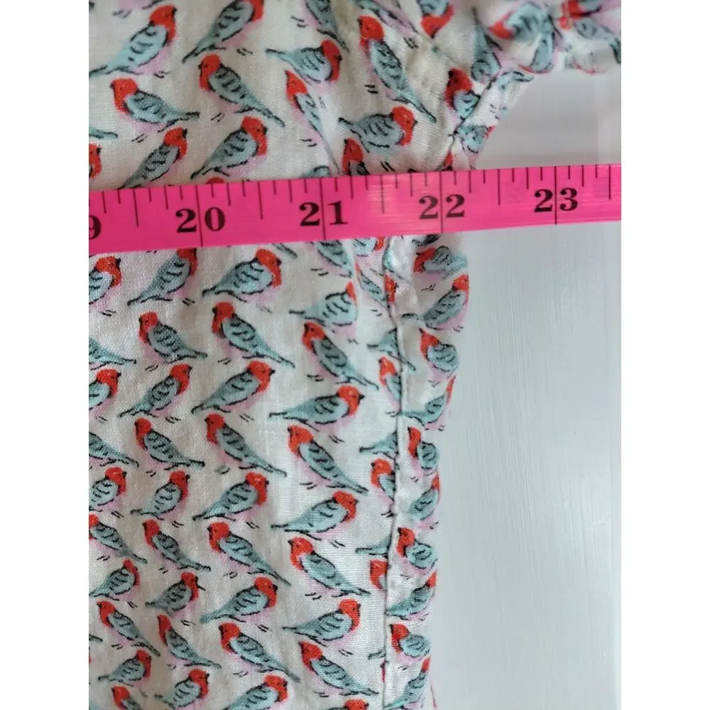 J.Crew Mens 100% Linen Bird Print Shirt Slim Fit Large Short Sleeve Coastal